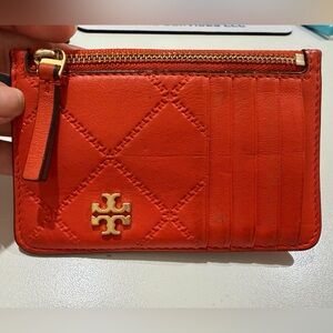 Tory Burch Quilted Orange Card Holder